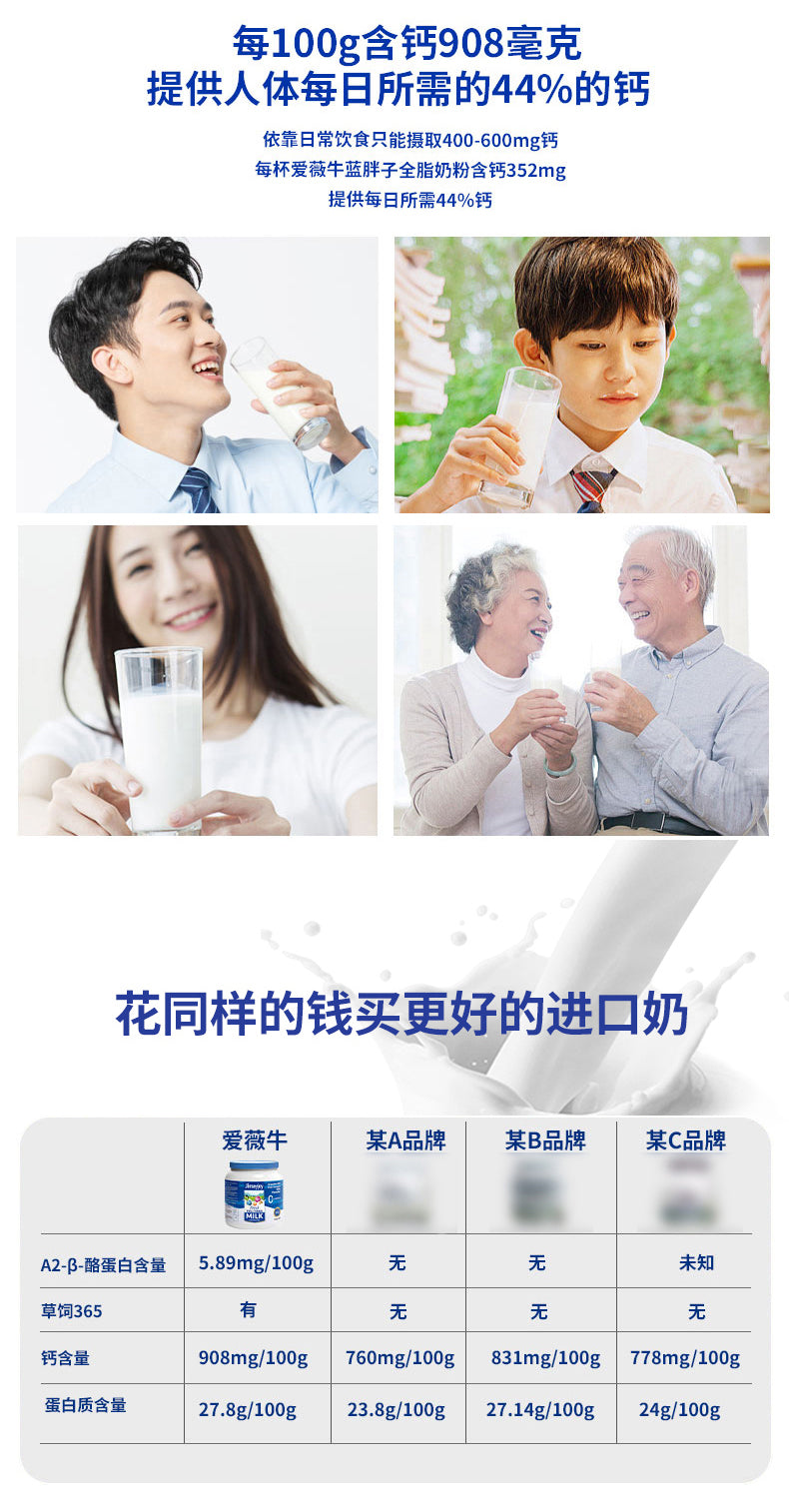 900克草饲365全脂奶粉